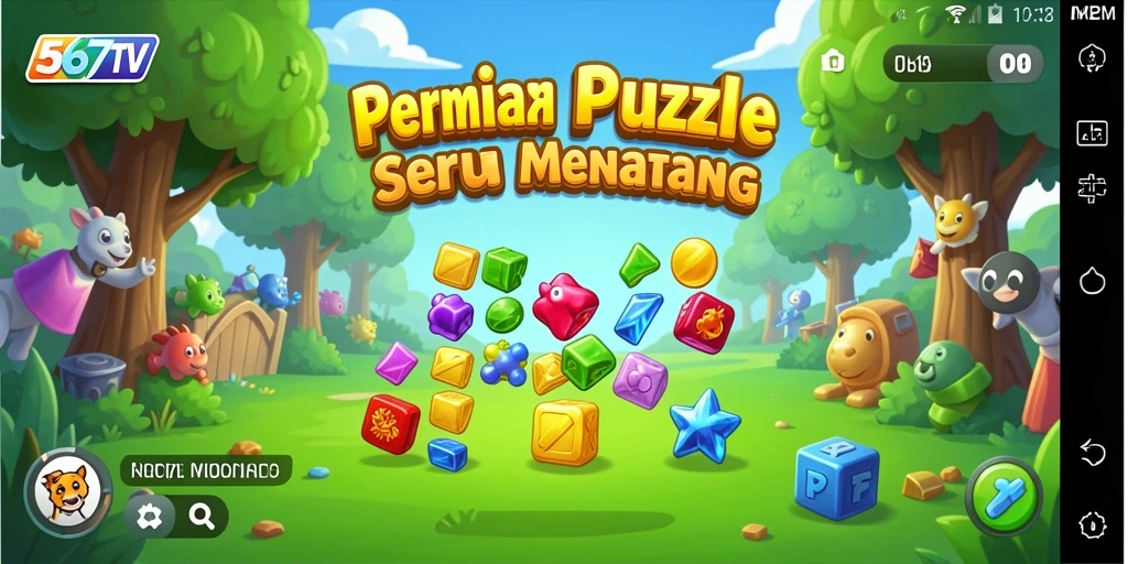 Tangkapan layar gameplay dari 567TV yang menampilkan tantangan puzzle.