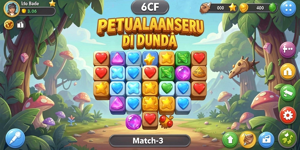 Gameplay seru 6CF dengan grafis berwarna-warni yang memukau.