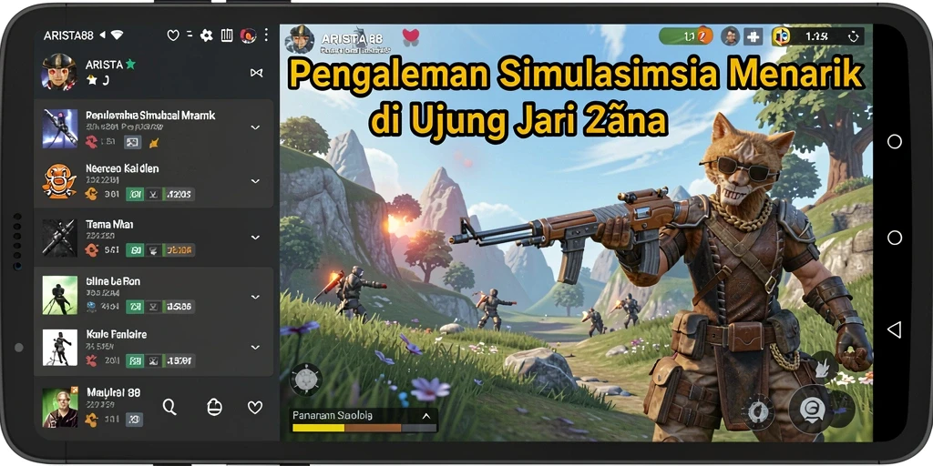 Screenshot ARISTA88 menampilkan gameplay simulasi yang mendebarkan dan penuh warna.