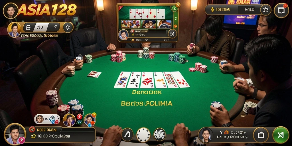 Tampilan seru dari permainan Poker di ASIA128.