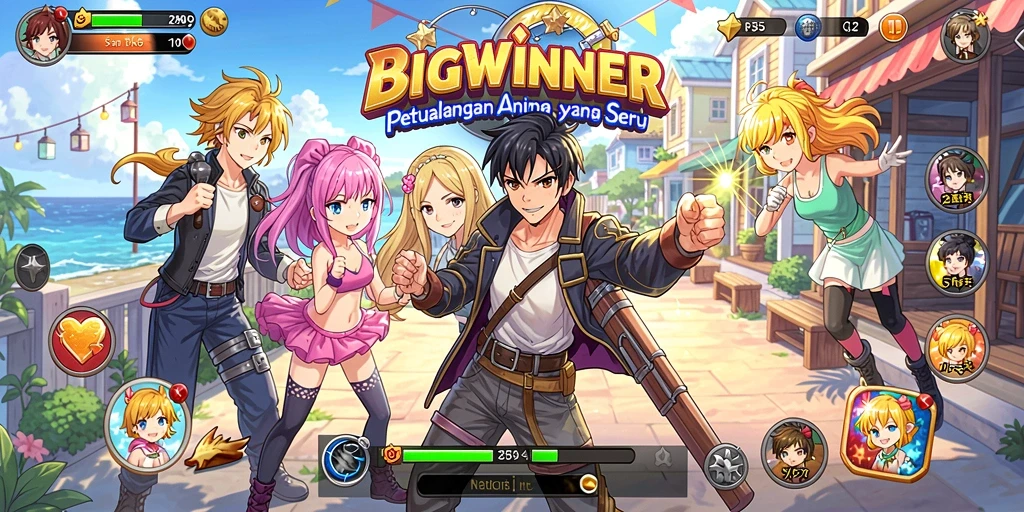 Gameplay seru dari BIGWINNER dengan karakter anime yang menarik.