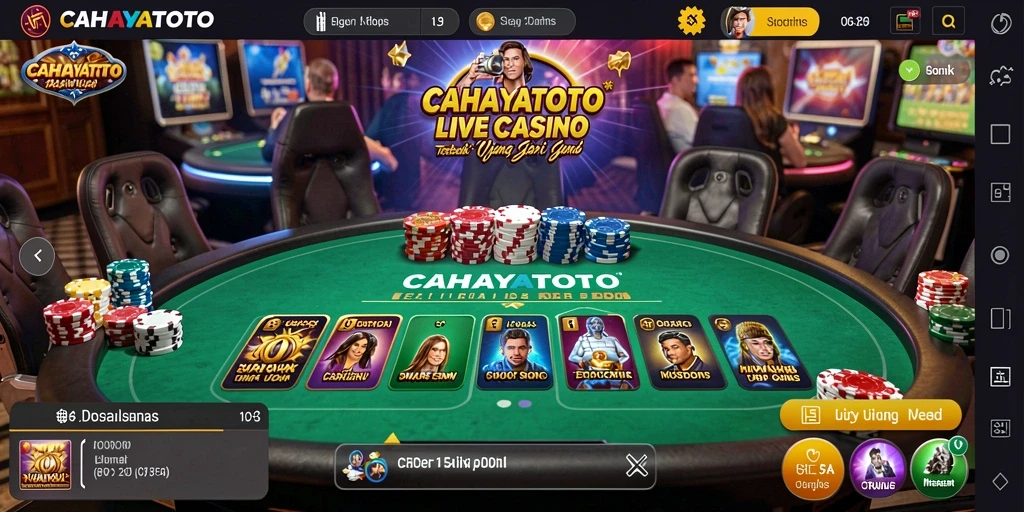 Screenshot utama CAHAYATOTO menampilkan dealer profesional dan permainan mengesankan.