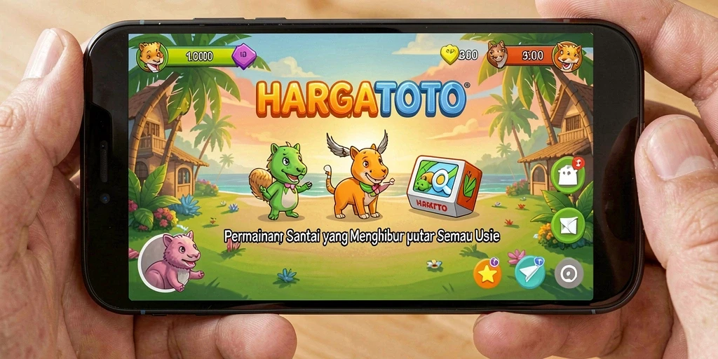 Tampilan gameplay HARGATOTO yang menarik dan penuh warna.