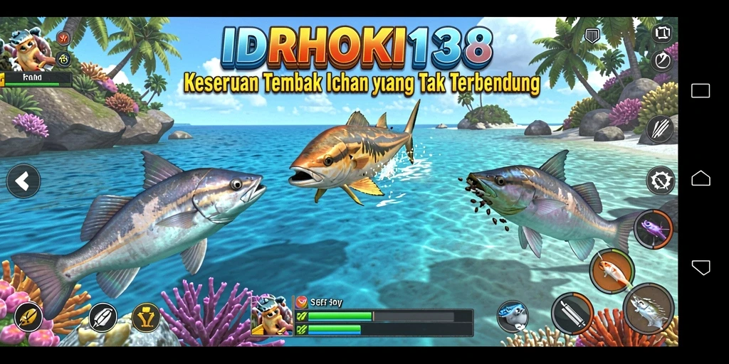 Screenshot IDRHOKI138 menampilkan aksi seru dalam gameplay Tembak Ikan.