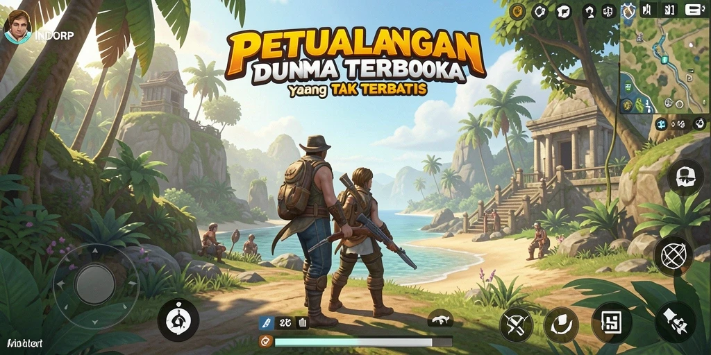 Tampilan gameplay INDORP yang menampilkan petualangan dunia terbuka yang mendebarkan.
