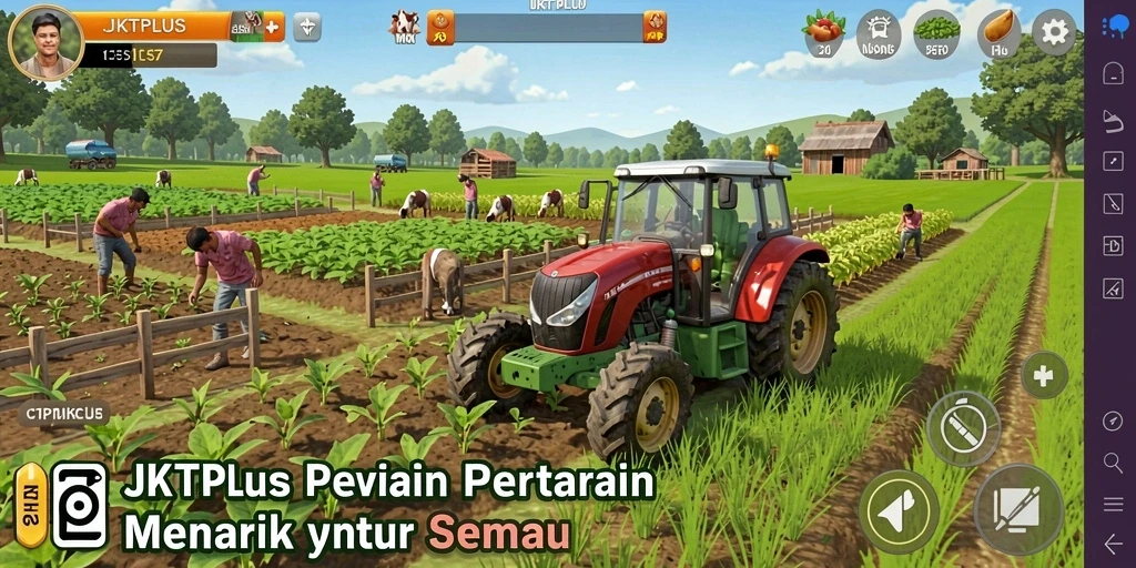 Tampilan gameplay JKTPLUS yang menarik dalam dunia pertanian.