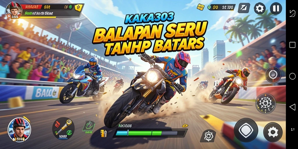 Tampilan gameplay KAKA303 yang seru dengan aksi balap yang intens.