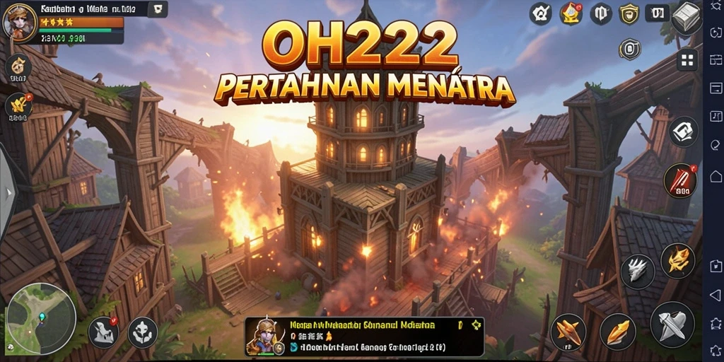 Screenshot gameplay OH222 menampilkan aksi seru menara pertahanan yang mendebarkan.