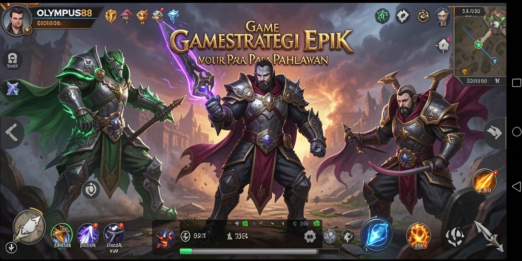 Screenshot gameplay OLYMPUS88 menampilkan pertempuran strategis yang mendebarkan.