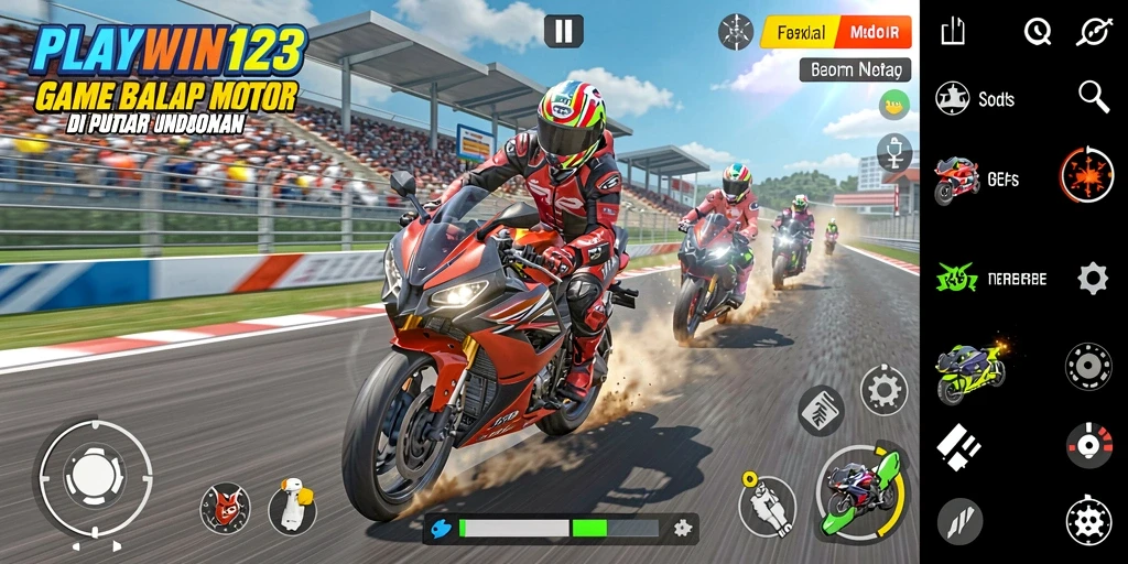 Tampilan menarik gameplay balap motor di PLAYWIN123.