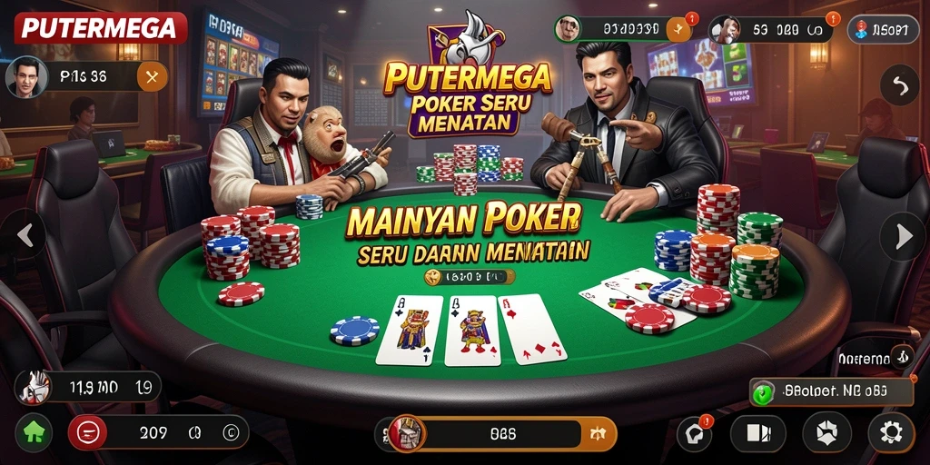 Tangkapan layar utama PUTERMEGA menampilkan antrian meja poker yang ramai.