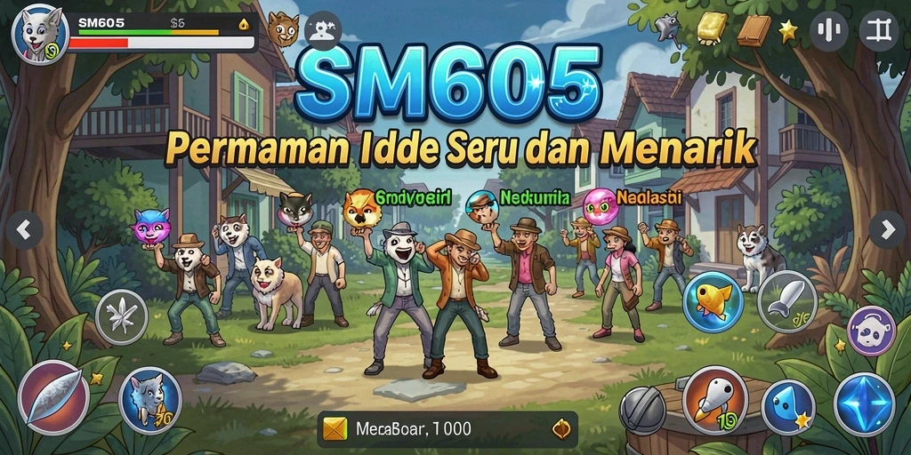 Tampilan gameplay SM605 yang menarik dan penuh warna.