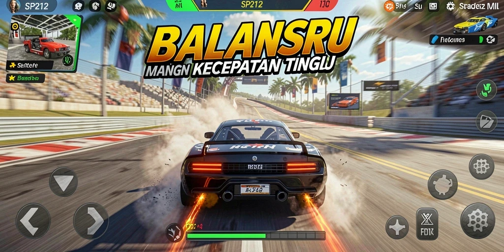 Tampilan menarik dari gameplay SP212 yang penuh aksi balapan.
