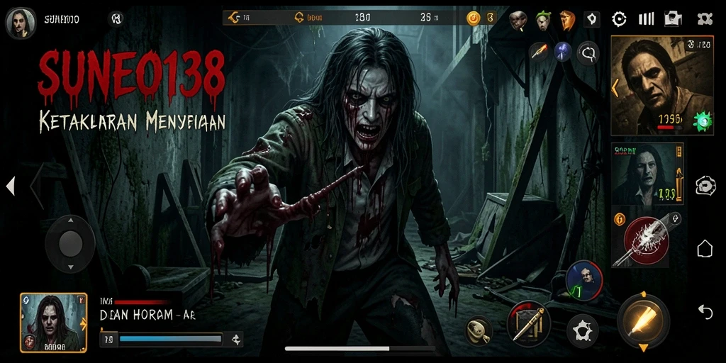 Screenshot gameplay SUNEO138 yang menunjukkan suasana menyeramkan.