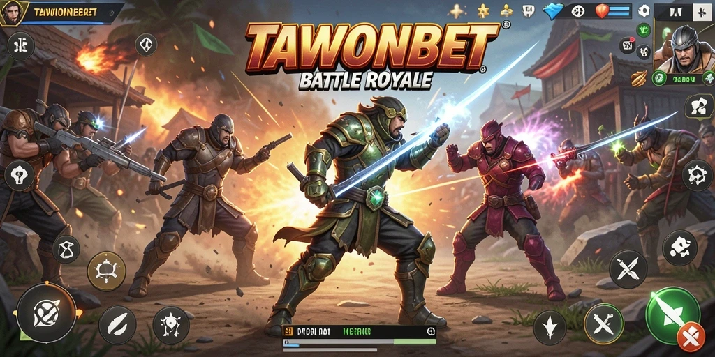 Gameplay seru dalam TAWONBET di arena Battle Royale.