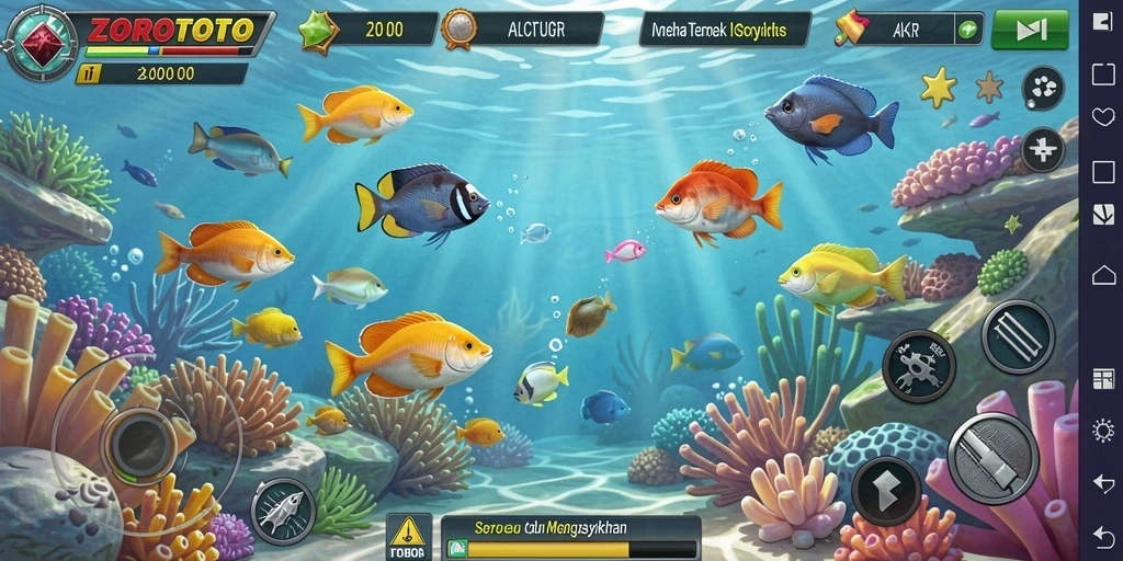 Tampilan gameplay menarik saat berburu ikan di ZOROTOTO.